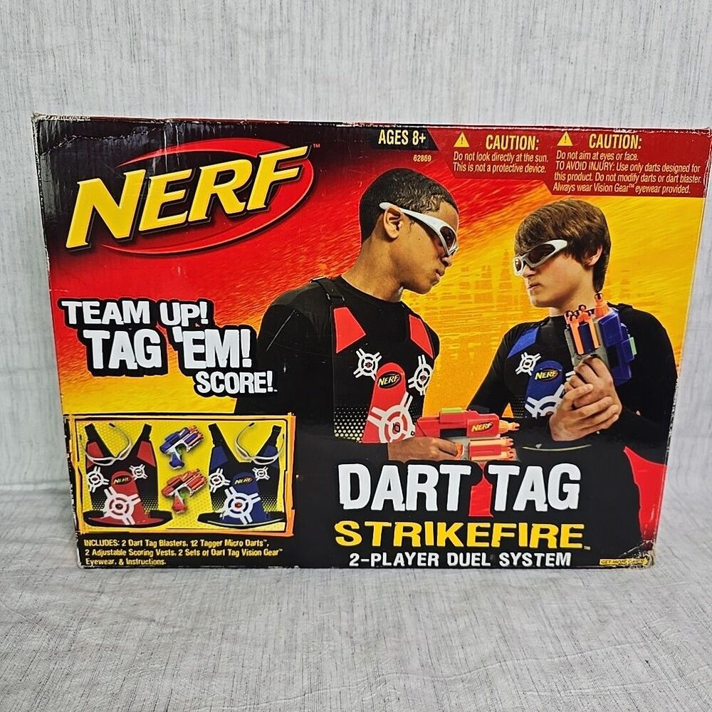 NERF Dart Tag StrikeFire 2 Player Set Reactive Vests Blasters & Eye Wear
